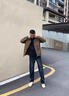 森馬純棉春秋牛仔外套男2025新款寬松大碼男士工裝夾克男裝休閑上衣服 2201咖啡色【款】 常規 M 【100-120斤】 曬單實(shí)拍圖