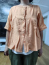 JYZR棉麻女裝 亞麻高檔上衣40一50歲大碼女裝中袖T恤衫夏季新款遮肚子 桔色 3XL （建議130-140斤） 曬單實(shí)拍圖