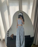 妙奕嘉休閑褲女格子褲小個(gè)子褲子女秋季慵懶風(fēng)寬松闊腿褲女直筒褲長(zhǎng)褲女 撞色格子顯瘦直筒闊腿褲 M 曬單實(shí)拍圖
