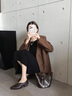 妙麗（Millies）品牌小眾高奢休閑皮鞋女2025新款法式復(fù)古編織尖頭一腳蹬時裝單鞋 深棕 38 曬單實拍圖