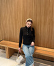 Teenie Weenie小熊女裝毛針織衫2025秋季新款柔軟舒適修身中領(lǐng)毛衣 黑色 S 曬單實(shí)拍圖