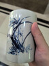 古玩古董瓷器收藏 清代光緒年制開片粉彩筆筒文房器擺件 蘭花 曬單實拍圖