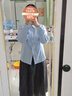 茵曼通勤簡(jiǎn)約繡花女裝長(cháng)袖襯衫2025春季新品舒適棉襯衣上衣 米白色 XL 曬單實(shí)拍圖