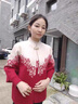 恒源祥洋氣媽媽裝毛衣外套春秋時尚針織開衫中老年人女秋冬打底衫兩件套 紅色 M 110 曬單實拍圖