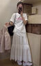 塔馳密司（touchmiss）復(fù)古提花松緊腰半身裙女2025夏季鏤空高腰中長(zhǎng)款A(yù)字裙 時(shí)尚白 均碼 曬單實(shí)拍圖
