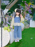 G.DUCKKIDS小黃鴨女童套裝春秋洋氣女孩衣服兒童服裝小童休閑可愛牛仔三件套 藍色 110 cm 曬單實拍圖