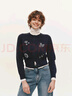 森馬（Semir）陳都靈針織開(kāi)衫女小寬松短款圓領(lǐng)毛衣2025冬新款圖案刺繡正肩毛衫 藍(lán)色調(diào)00388 XL 曬單實(shí)拍圖