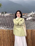 蘇雨薇新款多巴胺淺綠設計感鏤空鉤花薄款針織衫女2025新款百搭寬松罩衫 淺綠 S （80-95斤）關注店鋪送運費險 曬單實拍圖
