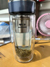 萬(wàn)象（WANXIANG）雙層玻璃杯弧形款帶濾網(wǎng)商務(wù)水杯V269灰藍色加厚耐熱泡茶杯 曬單實(shí)拍圖