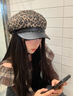 QUEEN TRIP2025新款復古豹紋貝雷帽女生秋天千禧小眾八角帽大頭圍顯臉帽子潮 咖色豹紋 曬單實(shí)拍圖