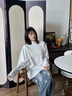 莫小刀雙面絨半高領(lǐng)秋冬季保暖打底衫男寬松拼接解構(gòu)內(nèi)搭長(zhǎng)袖T恤上衣男 白色 XL 【建議120-140斤】 曬單實(shí)拍圖