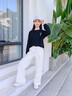 NICKYBABY女童褲子春秋款兒童闊腿褲套裝女孩白色長(zhǎng)褲大童運(yùn)動(dòng)褲春裝休閑褲 15046米白色【春秋款】 150 cm 曬單實(shí)拍圖