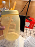 特百惠（Tupperware）吸吸罐550ml女生學(xué)生密封帶吸管水杯子夏季自制飲品奶昔 奶黃色 曬單實(shí)拍圖