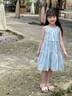 WVD國際品牌女童夏季裙子2025新款夏天沙灘裙小女孩雪紡公主裙兒童夏裝洋裝 藍色 藍色 110 CM 曬單實(shí)拍圖