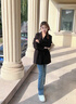 矜持范外套女赫本風(fēng)時(shí)尚黑色毛呢外套女秋冬裝2025新款潮韓版中 黑色 M 建議95-105斤 曬單實(shí)拍圖
