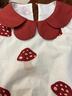 ASK JUNIOR森系兒童裙子夏小童花瓣娃娃領連衣裙女童花苞裙撞色 紅色  90  曬單實拍圖