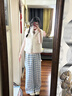 闊腿褲女2025秋季新款寬松顯瘦垂感休閑直筒褲高腰長褲格子港風褲 淺藍格 【顯瘦舒適抗起球】 均碼 【推薦80-140斤】 曬單實拍圖