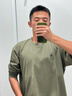 名創(chuàng)優(yōu)品（MINISO）重磅T恤男長袖2025秋季新款純棉圓領(lǐng)內(nèi)搭上衣男生春秋打底衫衣服 棕櫚綠(生機(jī)胸標(biāo)) XL 180(不起球不掉色) 曬單實(shí)拍圖