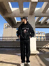 回力雪尼爾直筒褲男2025春秋舒適透氣挺括抗皺闊腿褲潮流美式新款褲子 【春秋款】黑#MHL斜線(xiàn)圓 M 曬單實(shí)拍圖