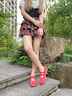 妙麗（Millies）品牌內(nèi)增高瑪麗珍鞋女2025新款小眾雙魔術(shù)貼淺口單鞋運動休閑女鞋 紅色 38 曬單實拍圖