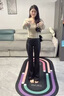 法·瑪莎 FAV MARTHA德國品質(zhì)跳繩墊震墊瑜伽墊健身家用加厚靜音防滑加大加寬隔音地墊 健身腳丫黑底紫邊(升級硅膠底) 80x160cm 曬單實(shí)拍圖