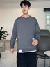 啄木鳥衛(wèi)衣男士裝春秋季潮流長袖t恤打底衫青年圓領(lǐng)寬松百搭男裝上衣服 WY126灰色 XL 曬單實拍圖