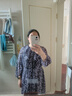 玖姿·安娜蔻時髦摩登幾何漸變壓褶雪紡收腰連衣裙女2025春季新款 花紫 L 曬單實拍圖