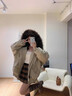 棉服女輕奢風(fēng)復古牛角扣派克服冬季2025年新款加厚韓系棉襖外套 灰卡其色 M 曬單實(shí)拍圖