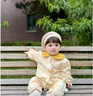 優(yōu)奇嬰兒衣服秋裝超萌可愛哈衣嬰幼兒寶寶連體衣洋氣爬服春秋季外出服 米黃 73cm 曬單實拍圖