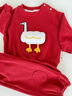 G.duck嬰幼兒秋季套裝滿(mǎn)月周歲寶寶衣服春秋款超萌可愛(ài)兒童分體童裝秋裝 紅色 80 cm 曬單實(shí)拍圖