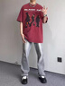 燦圖煙灰色牛仔褲男夏季新款美式復古潮流vibe褲子窄版顯瘦直筒微喇褲 煙灰色 L 曬單實拍圖