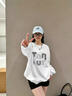 真維斯（Jeanswest）情侶衛(wèi)衣男女同款秋季重磅寬松潮牌痞帥外套通勤百搭圓領(lǐng)打底衫男 【330g重磅】白色(都市灰) XL /180(體重140-160斤左右) 曬單實(shí)拍圖
