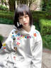 魯雅爾美式重磅印花連帽衛(wèi)衣女早秋季新款寬松設(shè)計感小眾高街上衣服情侶 白灰色 L 建議100斤到120斤 曬單實拍圖