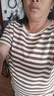 紫魅俏華夫格條紋t恤女夏季短袖ins潮2025年新款修身彈力時(shí)尚網(wǎng)紅體恤 咖啡條 2XL 曬單實(shí)拍圖