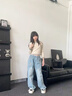 女童直筒牛仔褲秋季2025新款兒童褲子秋裝女孩大童初中生闊腿褲潮 藍色【升級版-加絨加厚款】 150 曬單實(shí)拍圖