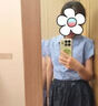 UR2025夏季新款女裝時(shí)尚撞色格紋收腰系帶開襟襯衫UYY250043 藍(lán)色格子 S 曬單實(shí)拍圖