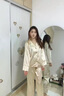真絲睡衣情侶純色簡約高級(jí)感春秋長袖家居服節(jié)日送女友送男友禮盒 溫柔杏【長袖+長褲】細(xì)膩輕奢 L 女士100-120斤 曬單實(shí)拍圖