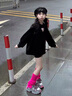黑色衛(wèi)衣女童春秋2025新款兒童春款洋氣蝴蝶結(jié)上衣女大童潮酷衣服 黑色 150 曬單實(shí)拍圖