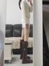 妙侶真皮復古長(cháng)筒靴女加絨黑色長(cháng)靴增高厚底高筒騎士靴英倫風(fēng)中筒靴子 棕色 長(cháng)筒 單里 現貨 單層 37 曬單實(shí)拍圖
