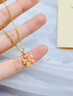 中國黃金（CHINA GOLD）心動(dòng)桃花黃金項(xiàng)鏈女999足金鉆石吊墜七夕情人節(jié)禮物送女友老婆 【鑲嵌鉆石】吊墜金重約1.1g*配銀鏈 曬單實(shí)拍圖