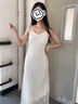 爾山集刺繡吊帶連衣裙純欲風(fēng)女夏季氣質(zhì)時(shí)尚收腰顯瘦別致長(zhǎng)裙時(shí)尚裙子 刺繡修身吊帶連衣裙M碼 曬單實(shí)拍圖