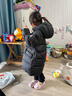 保姆鵝 兒童羽絨服男童女童連帽中長(zhǎng)款加厚防風(fēng)保暖童裝羽絨外套 炭黑 120 曬單實(shí)拍圖