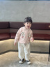 幼歌（YOUGE）嬰幼兒秋季新款純棉翻領(lǐng)毛衣開(kāi)衫女寶寶親膚抗起球上衣粉色90 cm 曬單實(shí)拍圖