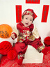 WVD國際品牌衣服男寶寶分體套裝中式周歲禮服兒童唐裝新年服抓周一歲 深紅加絨3584帽+假兩件上衣+褲 73 曬單實拍圖