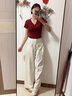 CARESS & KUDOS商場同款小ck真皮厚底德訓(xùn)鞋女2025新款內(nèi)增高板鞋小白鞋百搭 米白色/黑色網(wǎng)面 跟高4cm送女友 36 曬單實拍圖