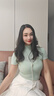 歐時(shí)力OCHIRLY 可機(jī)洗進(jìn)口100%羊毛無縫一體短袖針織女2025夏新款 淺綠 S 曬單實(shí)拍圖