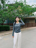 班尼路打底衫女秋冬新款長袖t恤女裝修身顯瘦小個子潮流假兩件上衣服女 深麻灰 &升級假兩件【軟糯親膚】 M 曬單實拍圖
