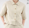 無(wú)印良品（MUJI）女式漢麻混斜紋抽褶寬版褲褲子女款25年夏季休閑褲女裝闊腿褲長(zhǎng)褲 象牙色 XL (165/74A) 曬單實(shí)拍圖
