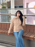 波司登（BOSIDENG）【七夕禮物】25新款輕薄90鵝絨服女短款翻領(lǐng)小香風(fēng)外套B250134182 【店長推薦】慕斯卡其|7C83 L 170/92A 體重約120-130斤 曬單實拍圖