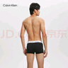 Calvin Klein內(nèi)衣【七夕禮物】男士三條裝ck低腰棉質(zhì)防夾臀四角褲平角內(nèi)褲男 U2664998-太空黑/月光白/椰青灰 3條 XL 曬單實(shí)拍圖